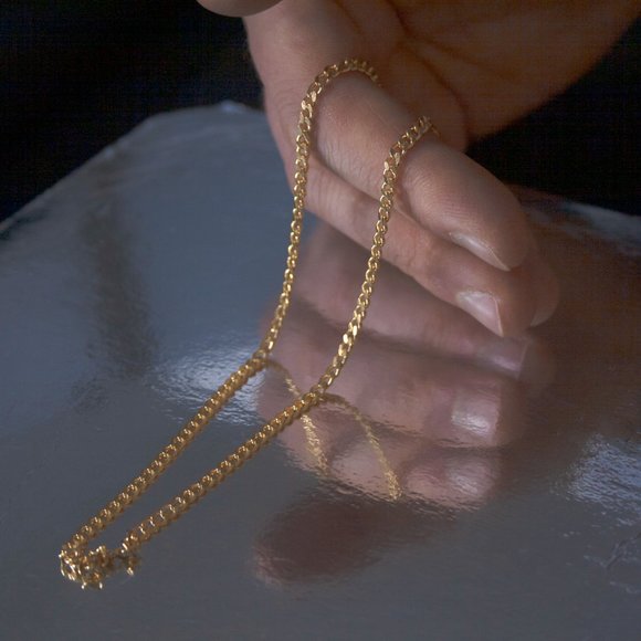 18K Gold Plated Chain Necklace, Twisted Rope Chain, Herringbone Necklace, Snake - Picture 12 of 15